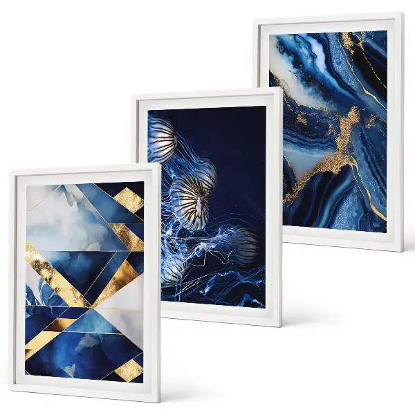 Apstraktni elegantni uzorci set od 3 slike u okviru