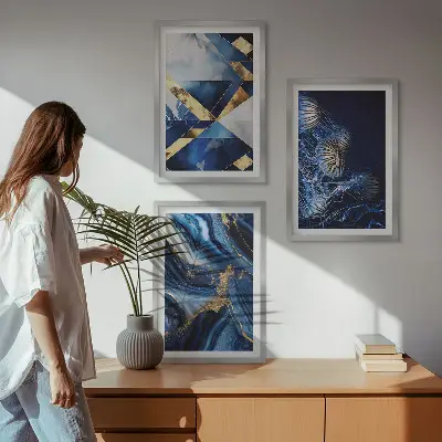 Apstraktni elegantni uzorci set od 3 slike u okviru