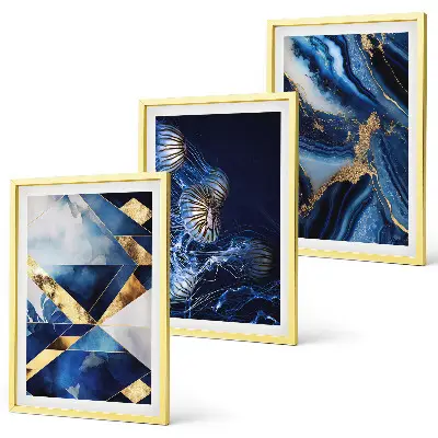Apstraktni elegantni uzorci set od 3 slike u okviru