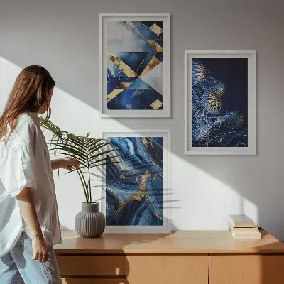 Apstraktni elegantni uzorci set od 3 slike u okviru
