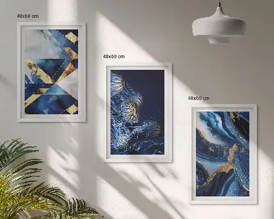 Apstraktni elegantni uzorci set od 3 slike u okviru