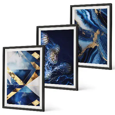 Apstraktni elegantni uzorci set od 3 slike u okviru
