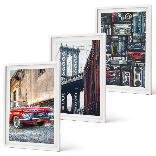Set 3 slike u okviru Stari automobilski most u Brooklynu, retro audio