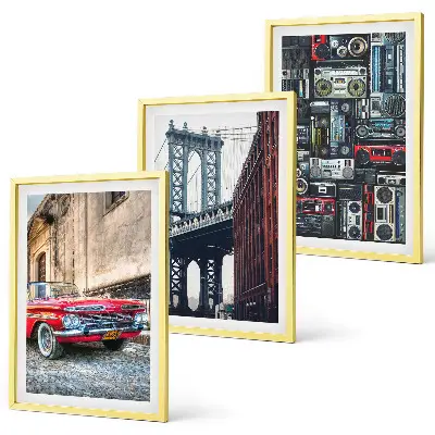 Set od 3 slike u okviru motivi starog automobilskog mosta u Brooklynu i retro audija