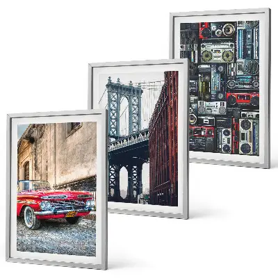 Set od 3 slike u okviru motivi starog automobilskog mosta u Brooklynu i retro audija