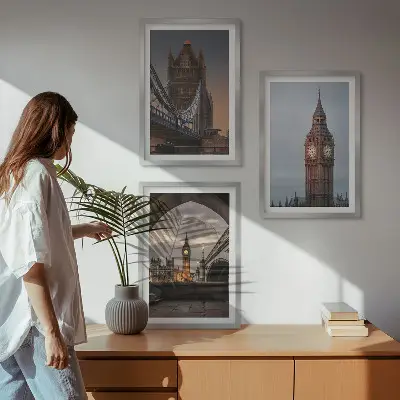 Sat Big Bena na Londonskom mostu triptih u okviru