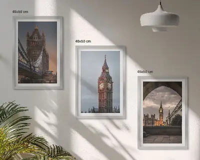 Sat Big Bena na Londonskom mostu triptih u okviru