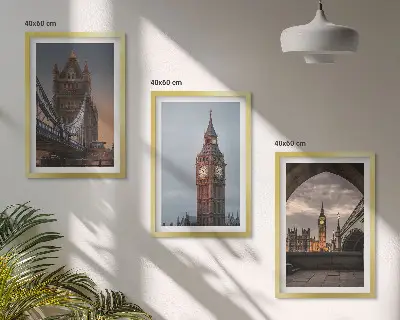 Sat Big Bena na Londonskom mostu triptih u okviru