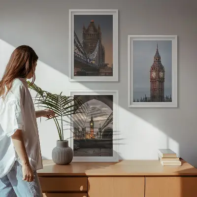 Sat Big Bena na Londonskom mostu triptih u okviru