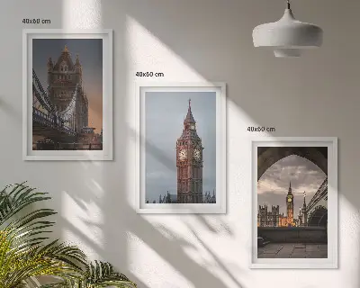 Sat Big Bena na Londonskom mostu triptih u okviru