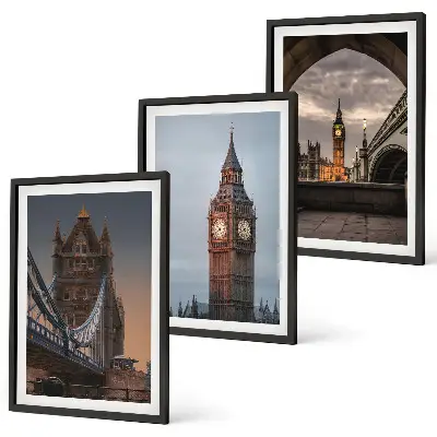 Sat Big Bena na Londonskom mostu triptih u okviru