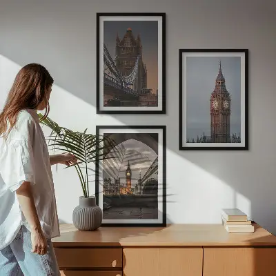 Sat Big Bena na Londonskom mostu triptih u okviru