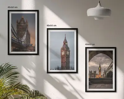 Sat Big Bena na Londonskom mostu triptih u okviru