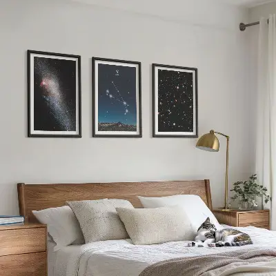Kozmički krajolici galaksija set od 3 slike u okviru