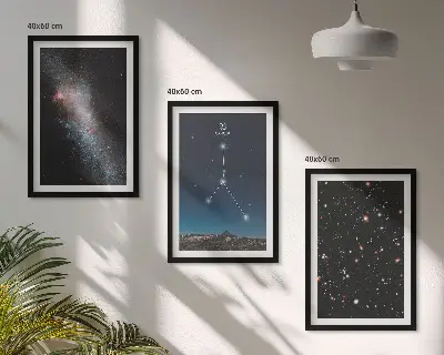 Set od 3 slike u okviru Zviježđe svemirske galaksije Rak set od 3 slike u okviru s motivom zviježđa galaksije Rak