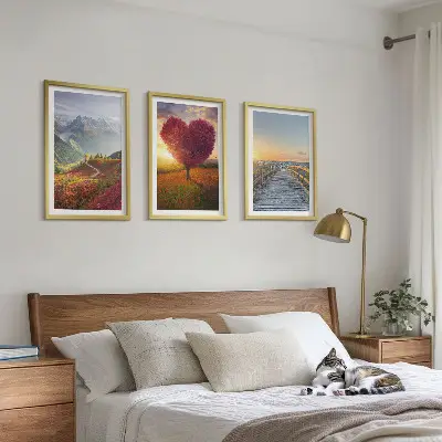 Triptih Krajolici planine drveni ukras u obliku srca