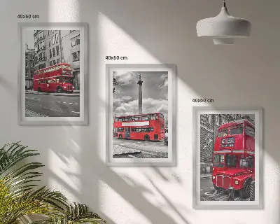 Set 3 slike Crveni autobusi u Londonu u okviru