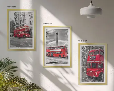 Set 3 slike Crveni autobusi u Londonu u okviru