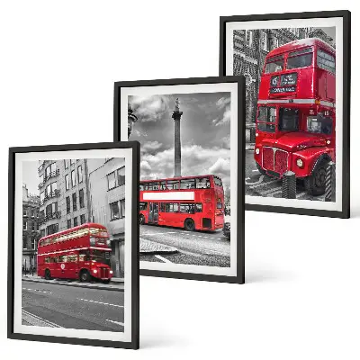 Set 3 slike Crveni autobusi u Londonu u okviru