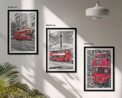 Set 3 slike Crveni autobusi u Londonu u okviru