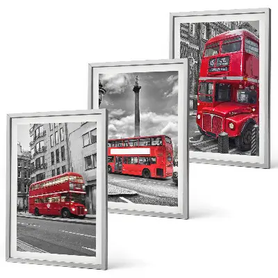 Set 3 slike Crveni autobusi u Londonu u okviru