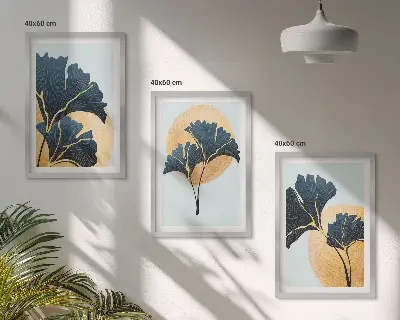 Triptih u okviru svijetla pozadina s motivom lista ginka