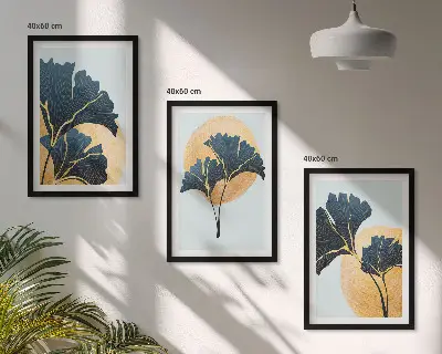 Triptih u okviru svijetla pozadina s motivom lista ginka