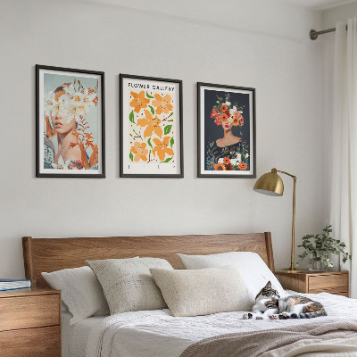 Set 3 slike u okviru Cvjetni portreti s buketima