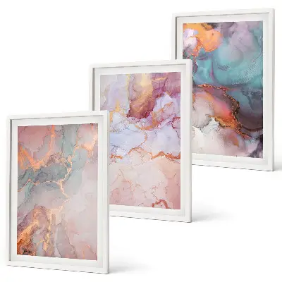 Apstraktni pastelni uzorci set od 3 slike u okviru