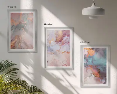 Apstraktni pastelni uzorci set od 3 slike u okviru