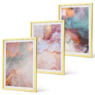Apstraktni pastelni uzorci set od 3 slike u okviru