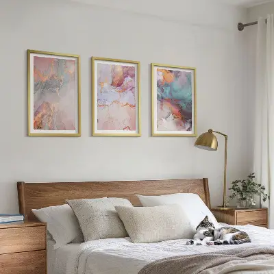 Apstraktni pastelni uzorci set od 3 slike u okviru