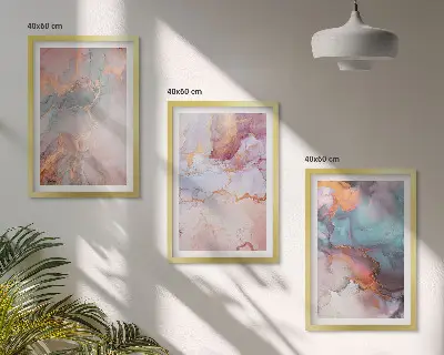 Apstraktni pastelni uzorci set od 3 slike u okviru