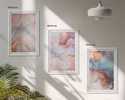 Apstraktni pastelni uzorci set od 3 slike u okviru