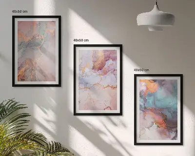 Apstraktni pastelni uzorci set od 3 slike u okviru