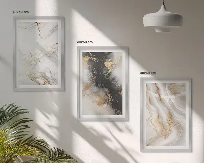 Apstraktni bijelo-crni uzorci triptih u okviru