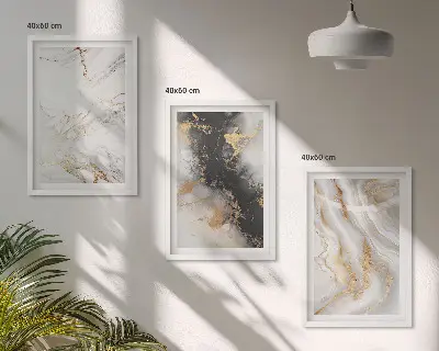 Apstraktni bijelo-crni uzorci triptih u okviru