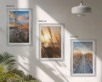 Set 3 slike Travnati mol svjetionika u okviru