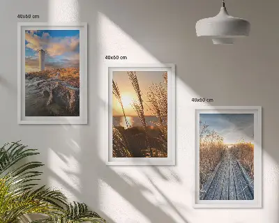 Set 3 slike Travnati mol svjetionika u okviru
