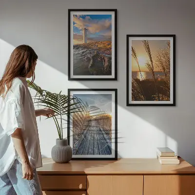 Set 3 slike Travnati mol svjetionika u okviru
