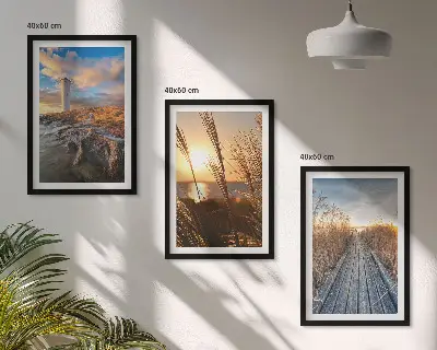 Set 3 slike Travnati mol svjetionika u okviru