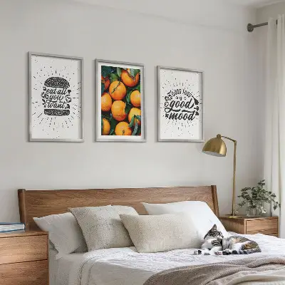 Kuhinja sočnih naranči set 3 slike u okviru
