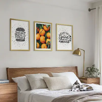 Kuhinja sočnih naranči set 3 slike u okviru