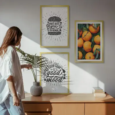 Kuhinja sočnih naranči set 3 slike u okviru