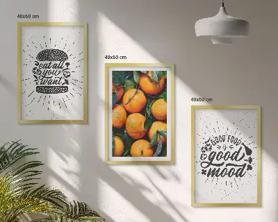 Kuhinja sočnih naranči set 3 slike u okviru