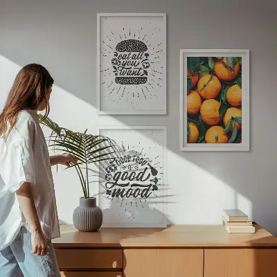 Kuhinja sočnih naranči set 3 slike u okviru