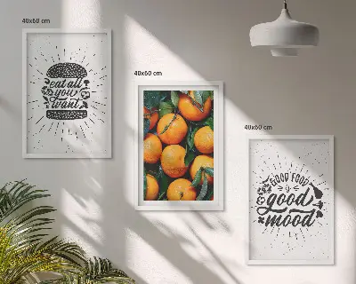 Kuhinja sočnih naranči set 3 slike u okviru