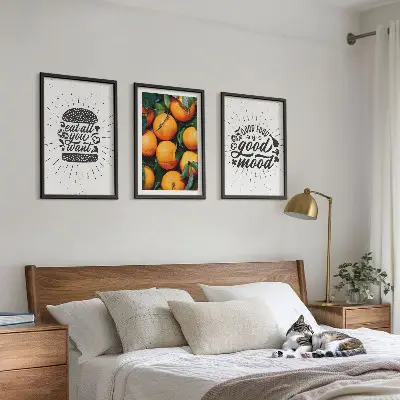 Kuhinja sočnih naranči set 3 slike u okviru
