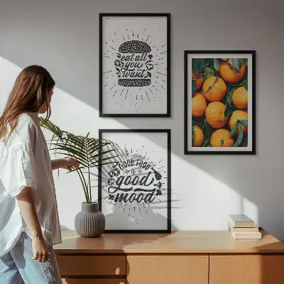 Kuhinja sočnih naranči set 3 slike u okviru