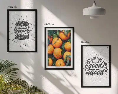 Kuhinja sočnih naranči set 3 slike u okviru